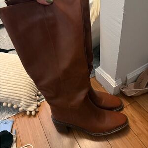 Brown Leather Knee-High Boots